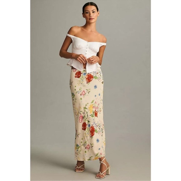 Reformation Layla Skirt Midi Maxi in Etude Cream Floral 2 - Picture 9 of 14
